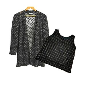 Lorizia Collection Open Metallic Lace Cardigan Sweater Set